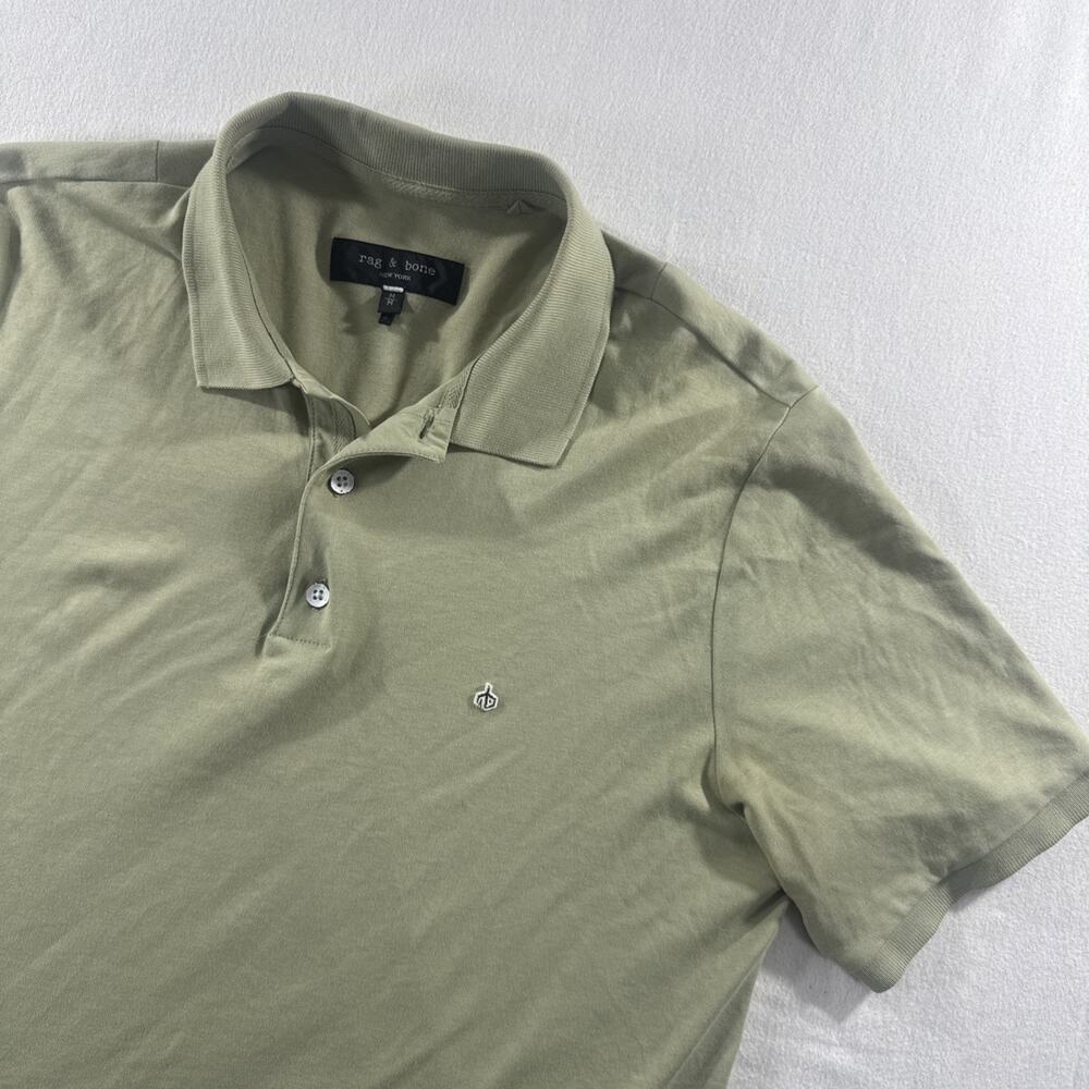 Rag And Bone Men’s Medium Pima Cotton Polo Shirt Green Golf Stretch Short Sleeve